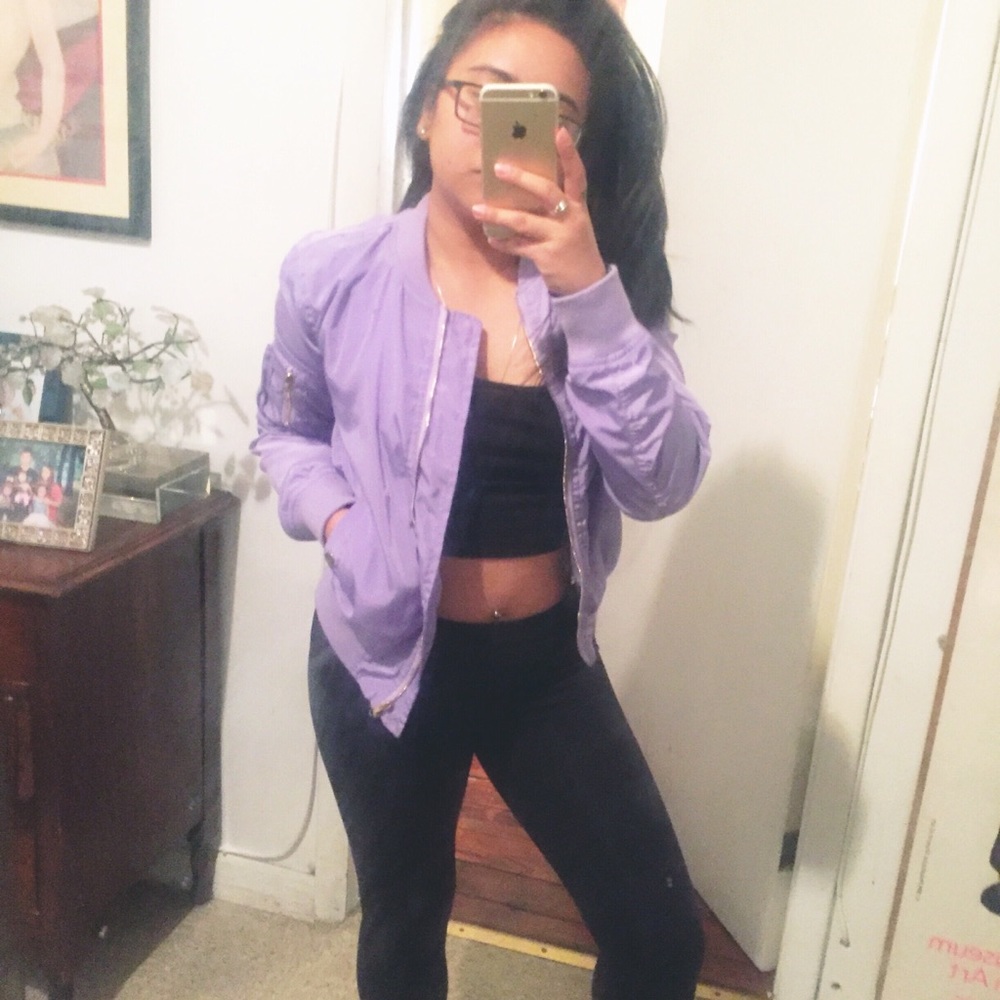 Purple bomber jacket